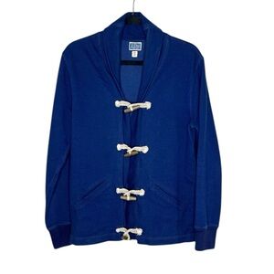 J. Crew Coastal Vintage Fleece Blue Rope Toggle Sweatshirt Cardigan size Small